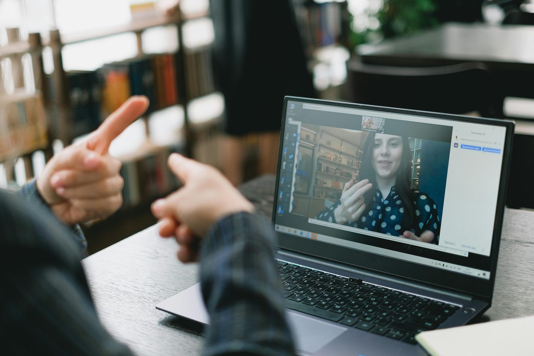 Video remote interpreting session in progress